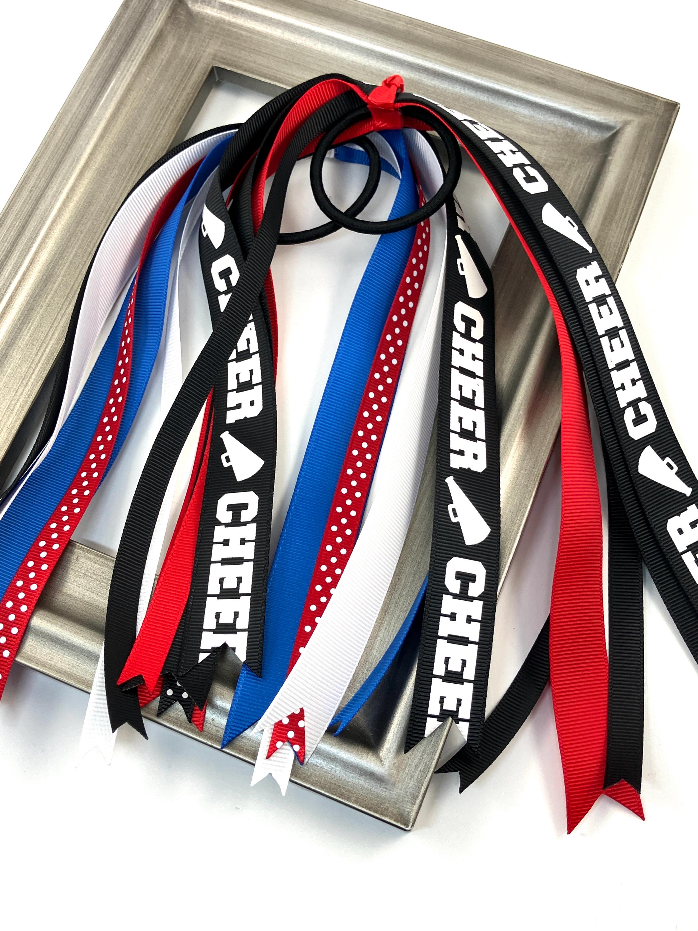 CUSTOM Cheer Ponytail Hair Tie Streamers: Cheerleading Hair Ribbons ...