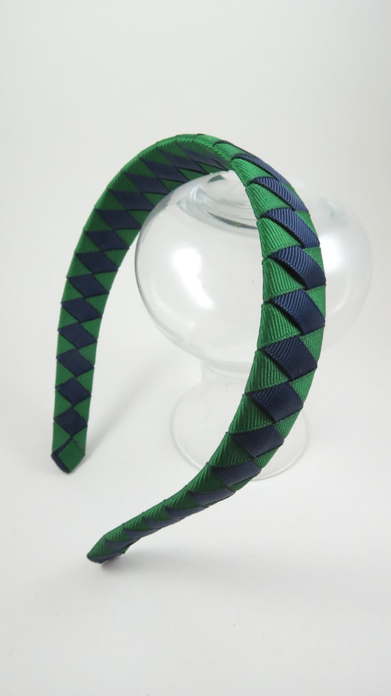 Blue and Green Headband Green and Navy Chevron Headband 34 Back to School Headband School Uniform Headband Emerald Green and Blue Headband