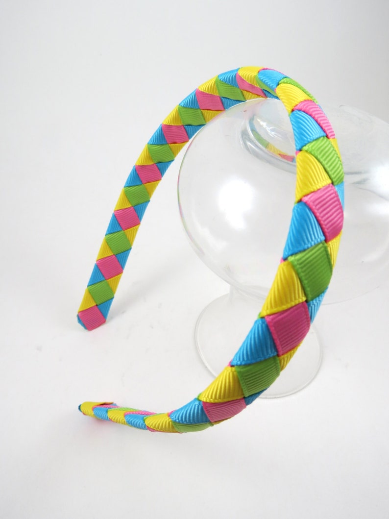 Ribbon Woven Headband Hot Pink Headband Turquoise Headband | Etsy