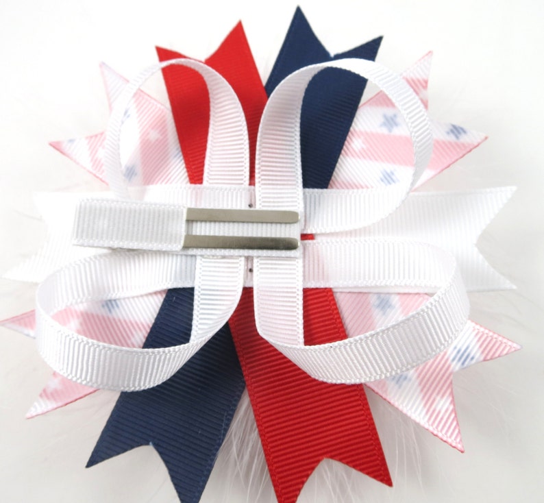 Red Hair Bow Blue Hair Bow Red White and Blue Hair Bow 4th of July Hair Clip White Hair Bow Patriotic Hair Clip