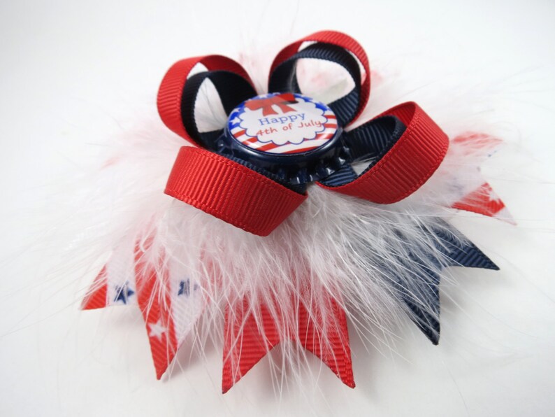 Red Hair Bow Blue Hair Bow Red White and Blue Hair Bow 4th of July Hair Clip White Hair Bow Patriotic Hair Clip