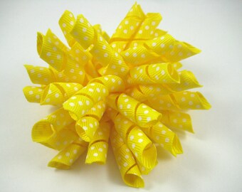 Yellow Polka Dot Korker Bow, Korker Hair Clip, Yellow Hair Bow, Polka Dot Hair Bow, Yellow Polka Dot, Summer Hair Bow, Polkadot