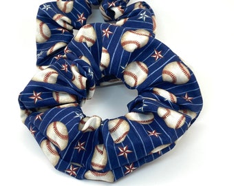 Baseball Hair Scrunchies, Sports Scrunchy Hair Tie, Cotton Fabric Scrunchies, Elastic Ponytail, Wrist Accessory, Women Teenager Girls Pony