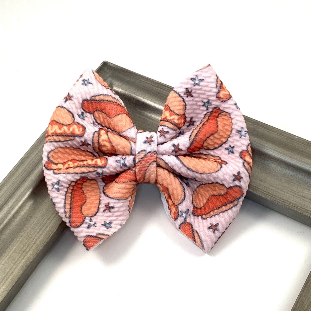 Hot Dog Hair Bow or Hot Dog Headband Summer Picnic Headband Etsy