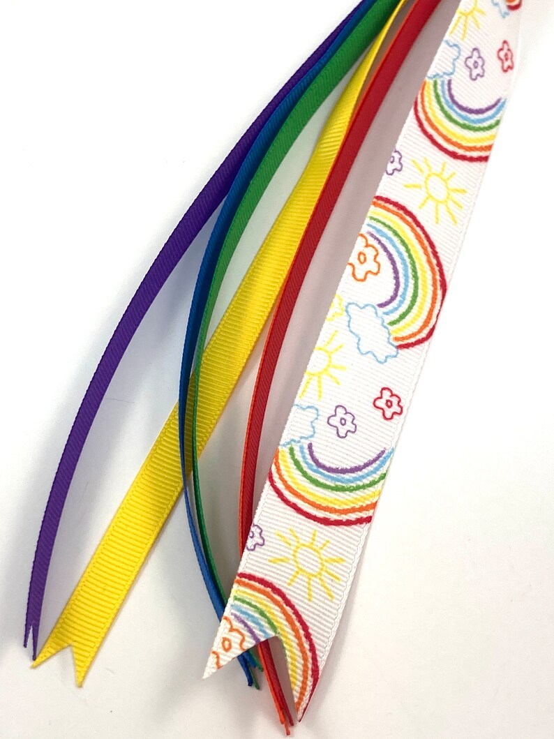 Hair Ribbon Red Many Designs Rainbow Ponytail Streamers, Rainbow Hair Ribbons, Red Orange Yellow ...