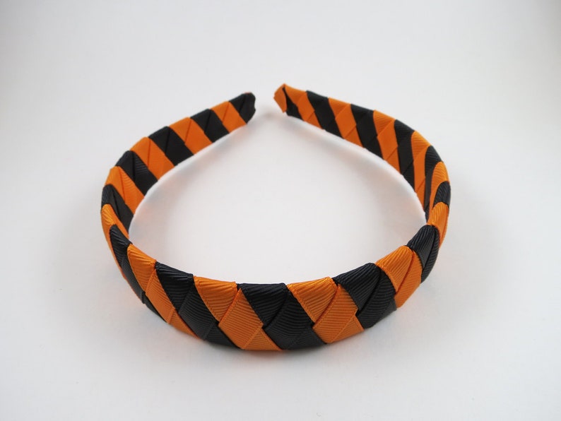 Black and Orange Striped Headband, Halloween Headband, Orange Headband, Black Headband, Woven Headband, Girls Headband, Headbands for Girls image 3