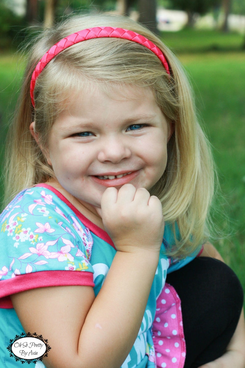 Bright Pink Headband, Fuchsia Headband, Pink Headband, Woven Headband, Braided Headband, Fuchsia Hair Accessory, Girl Teenager Headband image 2