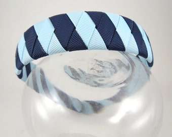 Light Blue and Navy Blue Headband, Blue Striped Headband, Blue School Uniform Headband, Woven Headband, Headbands for Girls, Girls Headbands