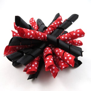 Black and Red Polka Dot Korker Hair Bow,  Black Korker Bow, Red Korker Bow, Red Hair Bow, Black Hair Bow, Polka Dot Hair Bow, Mouse Hair Bow