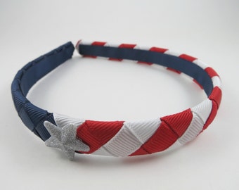 Red White and Blue Headband, 4th of July Headband, New Years Eve Headband, Memorial Day Headband, Labor Day Headband, Woven Braided Headband