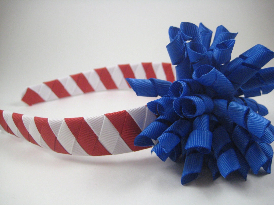 Red White and Blue Headband and Bow 4th of July Headband Etsy