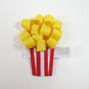 Popcorn Hair Clip - Popcorn Ribbon Sculpture Hair Clip - Yellow Hair Clip - Circus Hair Clip - Ribbon Sculpture - Popcorn