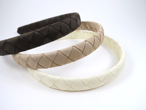 Brown, Tan and Ivory Headband SET, Brown Headband, Ivory Headband, Tan Headband, Fall Woven Headband, Neutral Earth Tone Braided Headband