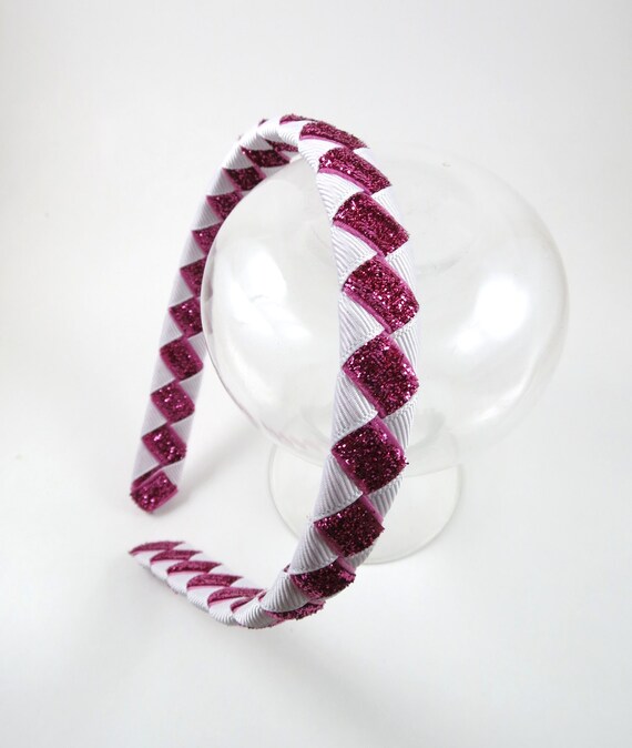 CLEARNCE Pink Headband, Hot Pink and White Headband, White  display picture 1