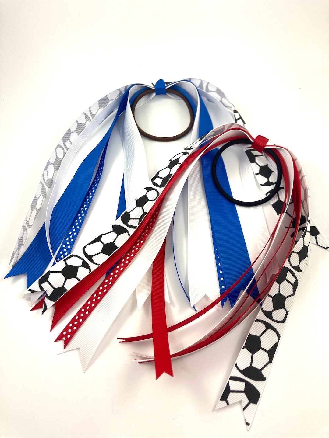 CUSTOM Soccer Ponytail Streamers, Soccer Hair Ribbons, Sports Pigtail