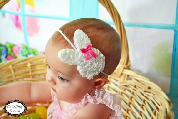 Easter Headband - White Yellow Lavender Easter Bunny Headband -  Easter Hair Clip - Bunny Hair Clip - Headband - Toddler Teenager Headband