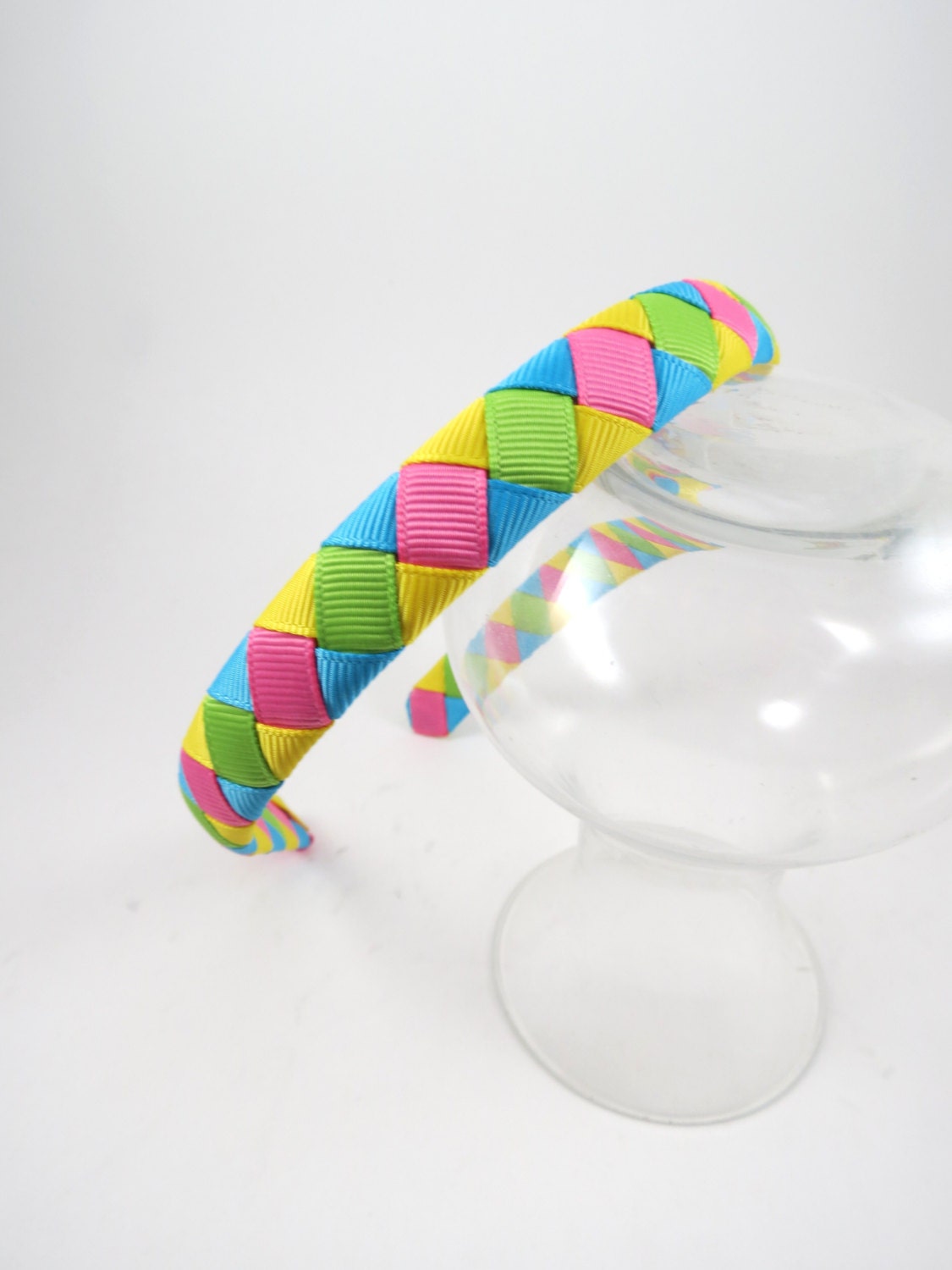 Ribbon Woven Headband Hot Pink Headband Turquoise Headband | Etsy