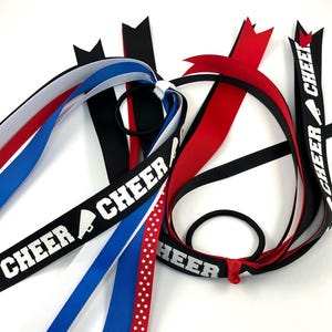 CUSTOM Cheer Ponytail Streamers, Cheerleading Hair Ribbons, Sports ...