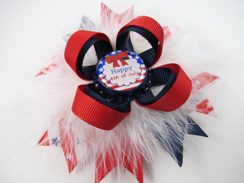Red Hair Bow Blue Hair Bow Red White and Blue Hair Bow 4th of July Hair Clip White Hair Bow Patriotic Hair Clip