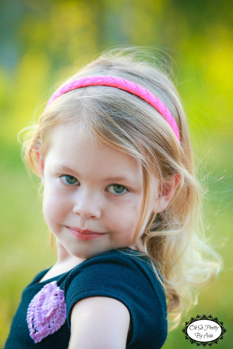 Shocking Pink Headband, Bright Pink Headband, Hot Pink Headband, Pink Hair Accessory, Braided Headband, Girls Headband, Headbands for Girls image 2