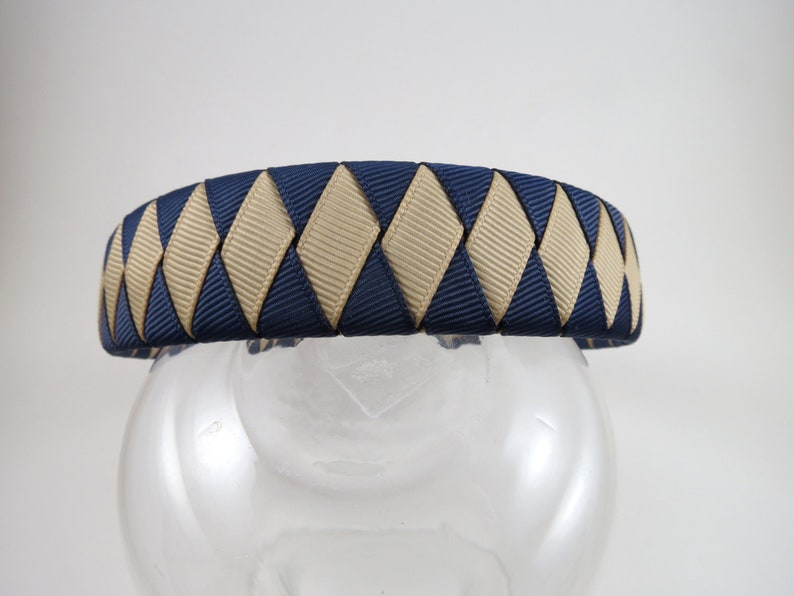 Navy Blue and Tan Headband, Buffalo Plaid Headband, School Uniform Headband, Headbands for Girls, Blue and Tan Hair Accessory, Girl Headband image 3