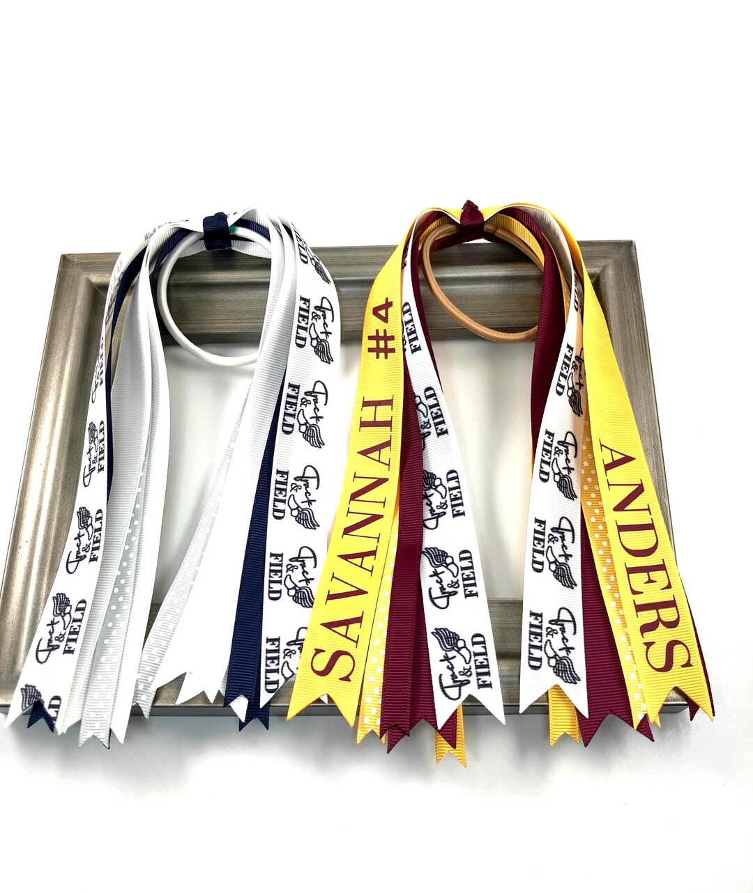 Track Style Ribbons CUSTOM Track and Field Ponytail Hair Tie Streamers: Sports Ribbons ...