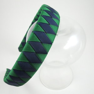 Navy Blue and Emerald Green Headband, Buffalo Plaid School Uniform Headband, Blue Headband, Green Headband, Football, Sports Hair Accessory