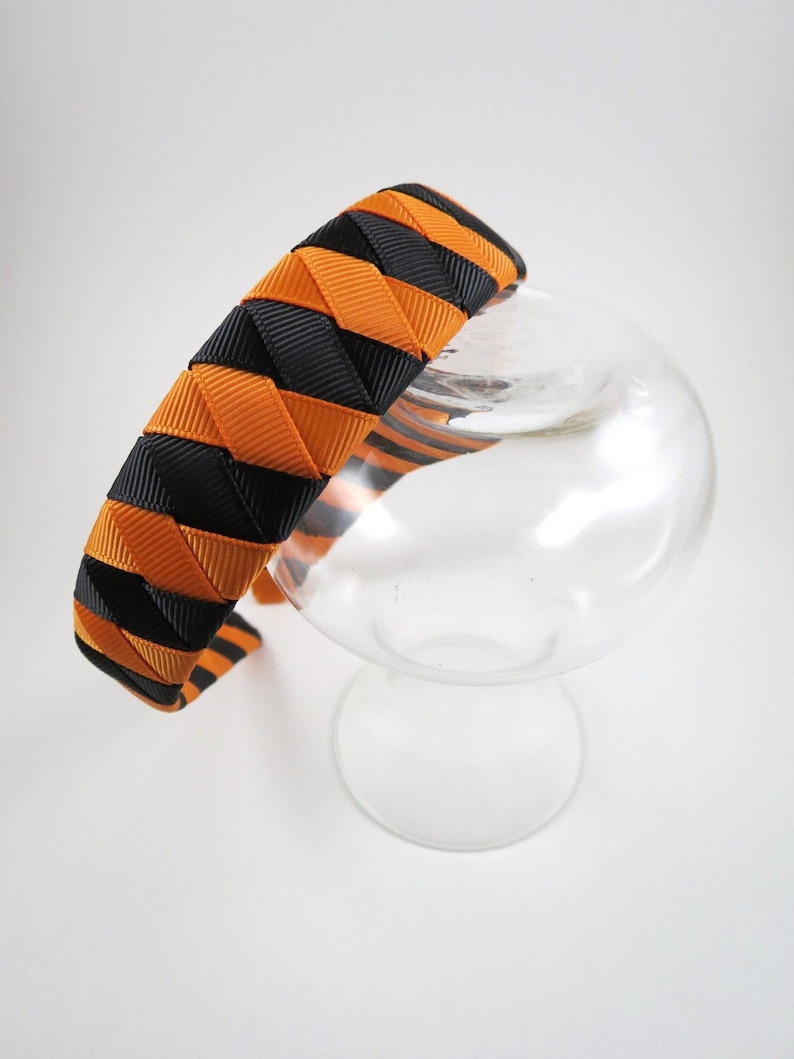 Black and Orange Striped Headband, Halloween Headband, Orange Headband, Black Headband, Woven Headband, Girls Headband, Headbands for Girls image 1