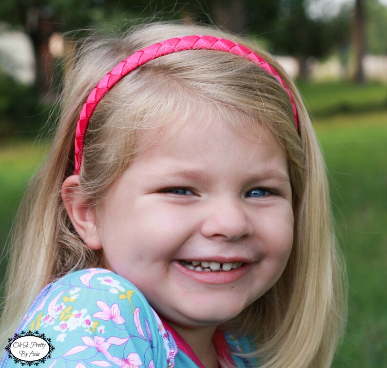 Bright Pink Headband, Fuchsia Headband, Pink Headband, Woven Headband, Braided Headband, Fuchsia Hair Accessory, Girl Teenager Headband image 1