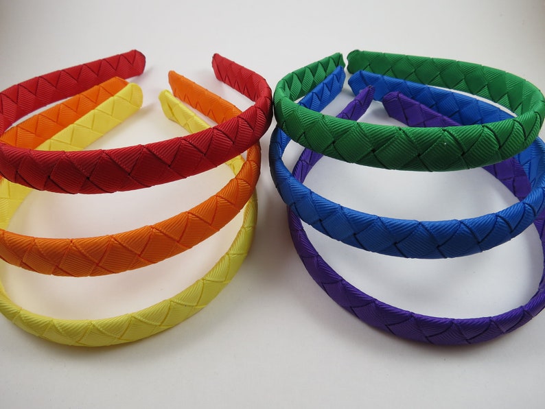 SET of Headbands, Rainbow Headband, Gift Set, School Headband, Red Orange Yellow Green Blue Purple Headband Accessory, Headbands for Girls image 3