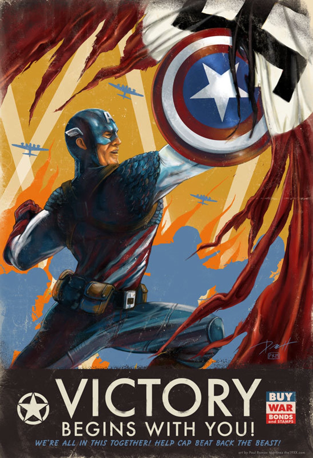 Captain America WWII Print Etsy UK