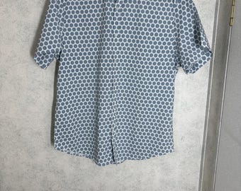 Denim & Flower•x Ricky Singh•Button Up•Short Sleeve•Shirt•Rosette Print••Sz L