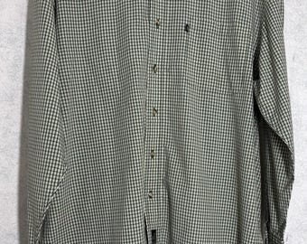 Camisa de manga larga a cuadros con estampado de cabeza de pato, resistente a las arrugas, talla L, verde claro.