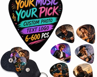 ustom Guitar Picks with Photo, Personalized Guitar Pick Set, Custom Text Logo Picks, Musician Gift, Wedding Band Picks