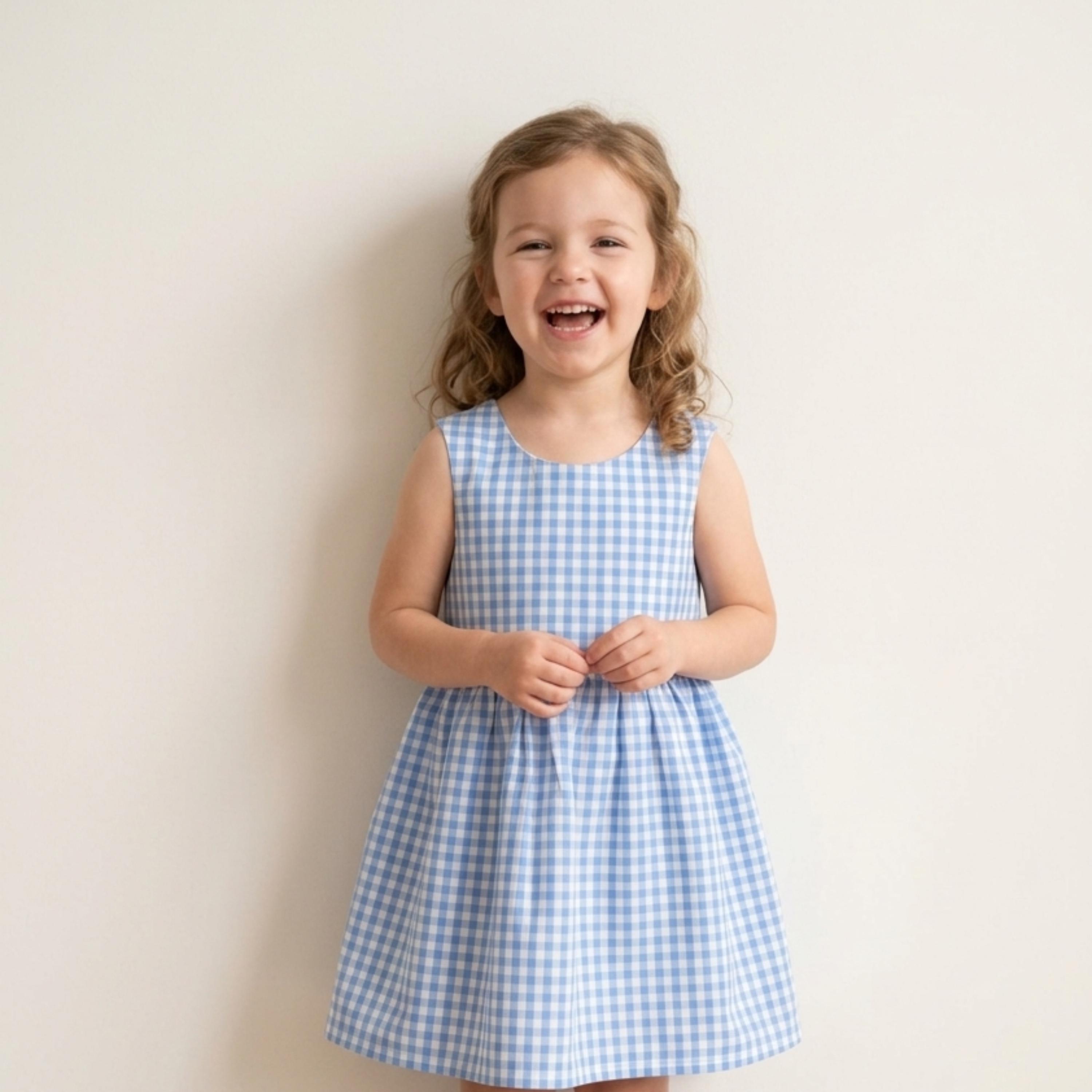 blue gingham pinafore dress Frozen Elsa with Cloudy Cute Gown – www.liandli.in main image 1