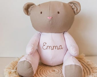 Oso de peluche personalizado con nombre, regalo personalizado para bebé, peluche con nombre bordado, regalo para baby shower, recuerdo para la habitación del bebé.