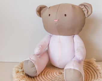 Oso de peluche personalizado conmemorativo, regalo personalizado para bebé, ropa de bebé, oso de peluche hecho a mano, regalo para guardería, regalo para baby shower