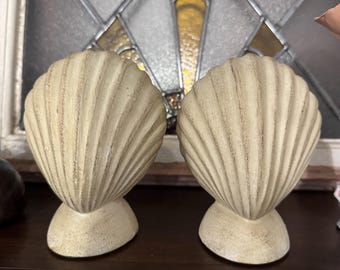 Sujetalibros vintage de conchas marinas Melannco – Nuevos, sin usar – Decoración estilo cabaña costera