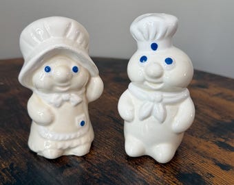 Vintage Pillsbury Doughboy Poppie Fresh Salt Pepper Shakers | Ceramic Kitchen Memorabilia