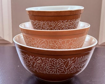 Vintage Pyrex Woodland Nistschale Set | 401, 402, 403