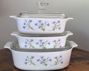 Vintage Corning Ware Blue Dusk Casserole Dishes