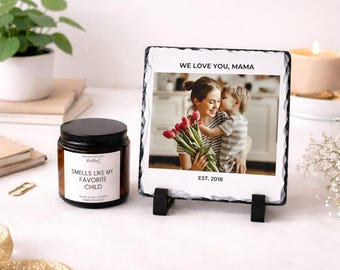 Personalized Mother's Day Gift Box | Custom Photo Slate & Funny Candle Gift Set | Gift for Mom | Smells Like My Favorite Child | Mom Gift