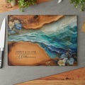Beach Cutting Board Personalized Wedding Bridal Shower Gift, Wildflower Ocean Glass Board, Custom Couple Names Anniversary Gift