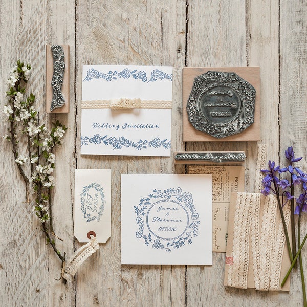 Wedding Rubber Stamp - Wild Flower Garland - wedding stamp - Personalised Stamp - Custom Stamp - rubber Stamp - wedding stationary