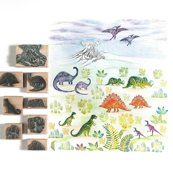 Dinosaur Stamp Etsy
