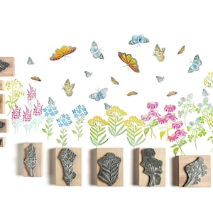Schmetterling Garten Stempel zum Karten machen und Basteln Geschenke für Gärtner, Blumenstempel