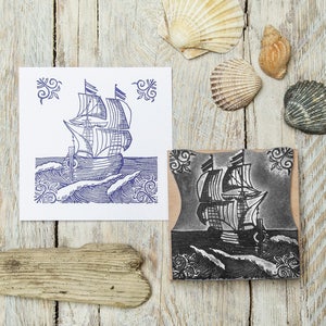 Sello de goma con forma de barco de vela
