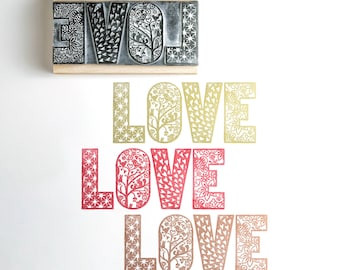 LOVE Rubber Stamp, Valentine gift, Anniversary and Wedding card making, Valentine stamp