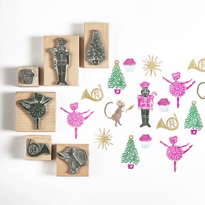 Nutcracker and Sugar Plum Fairy Rubber Stamps, Christmas Nutcracker Stamps