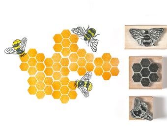 Bee Rubber Stamp - stamps for card making - Honeybee Stamp - Honeycomb - Beekeeper Stamp - Craft set - Craft gift set - craft stamp